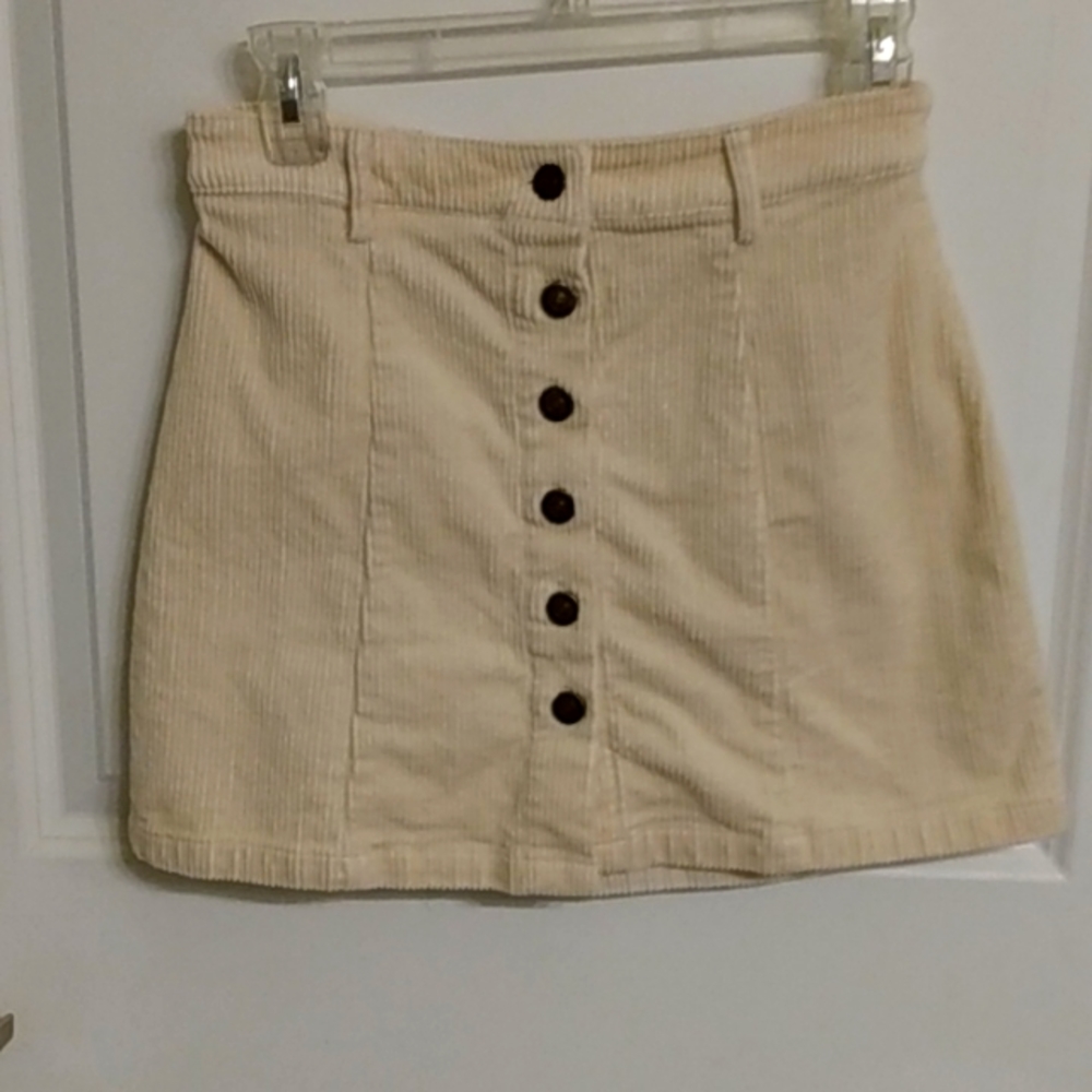 Corduroy mini skirt button up